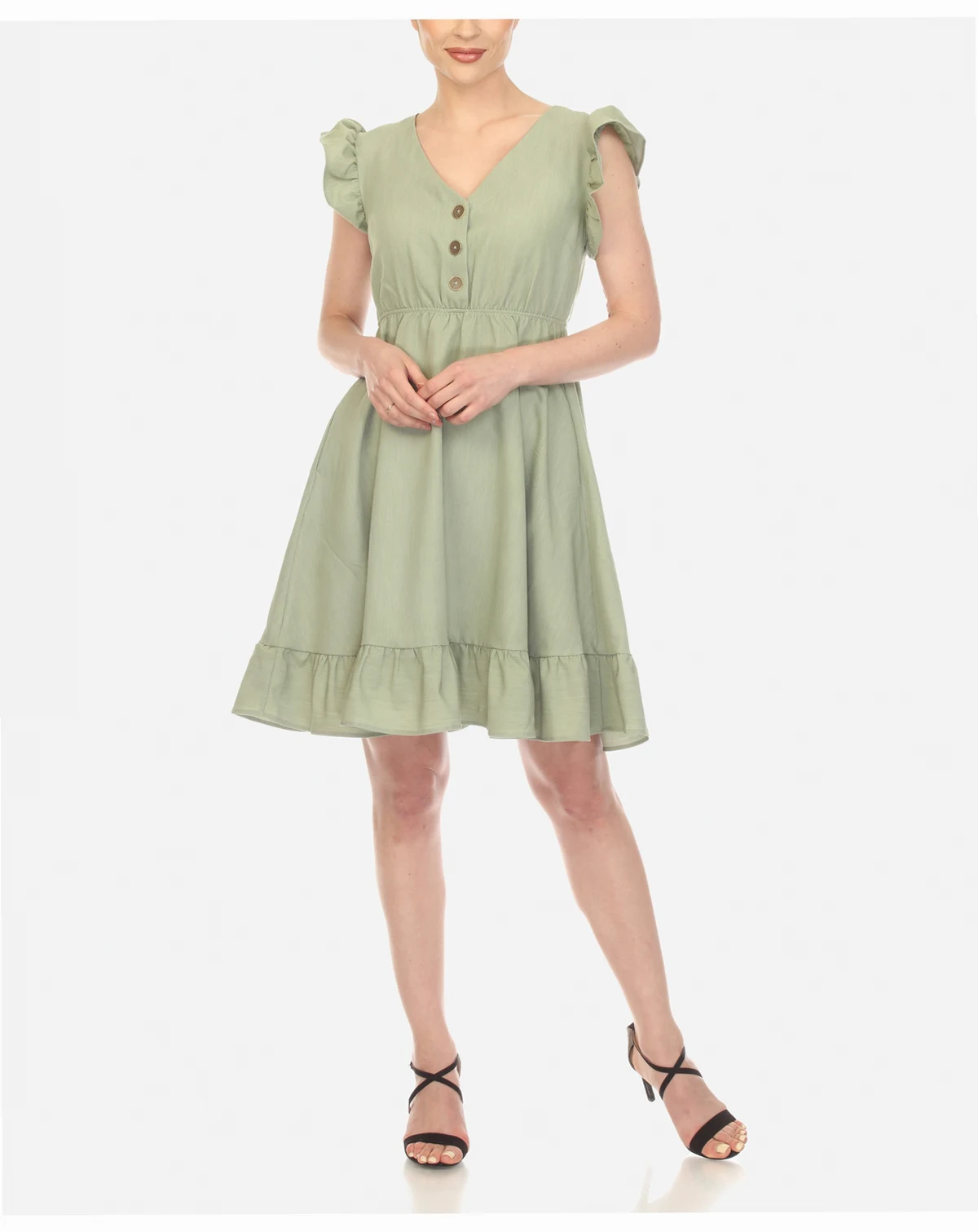 Women's Ruffle Sleeve Knee-Length Dress