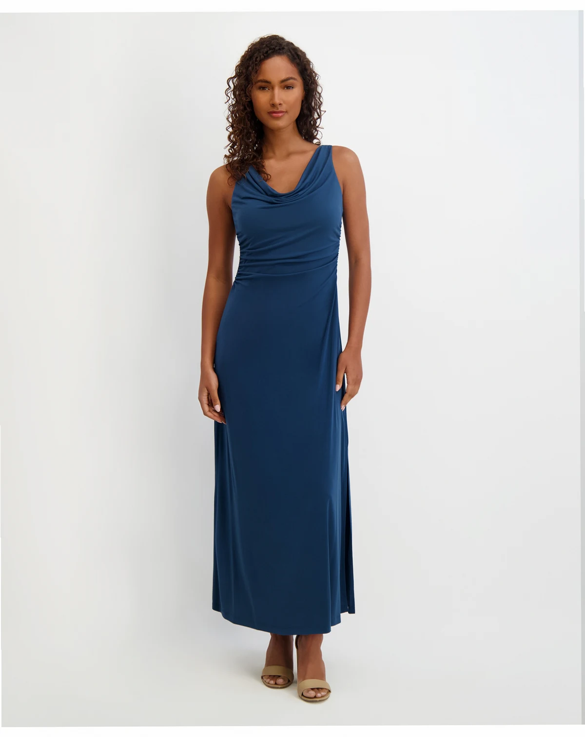 Women's Draped Cowlneck Sleeveless Maxi Dress