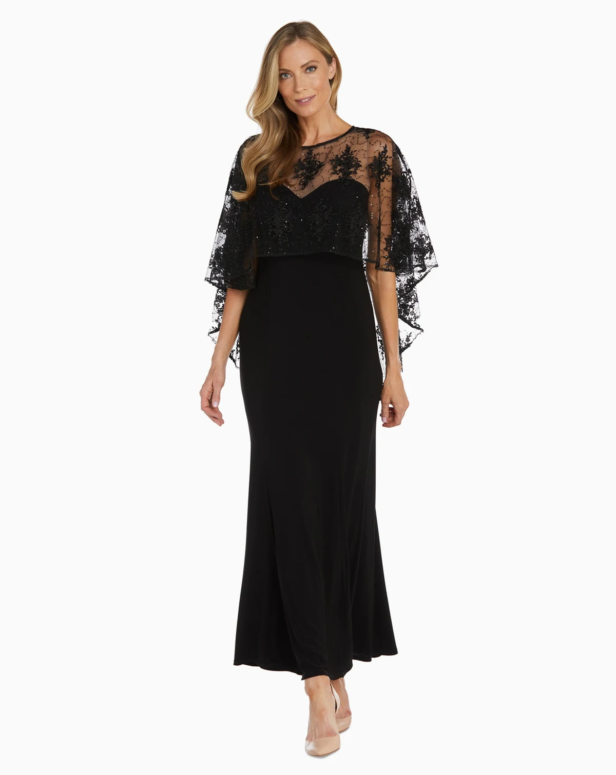 Women's Embellished-Capelet Gown