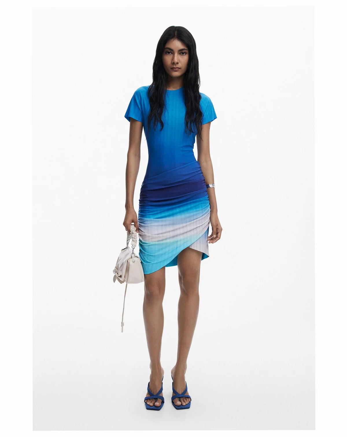Women's Short dress with draped skirt
