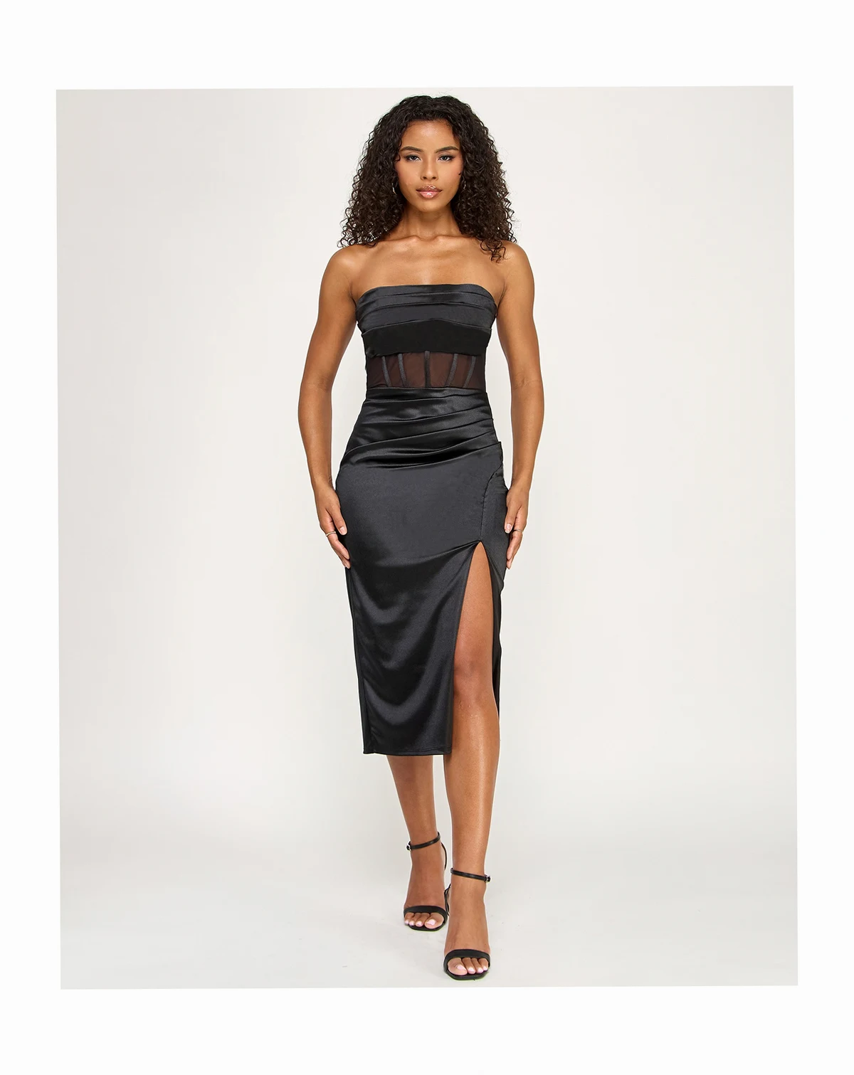 Junior's Corset Strapless Midi Dress