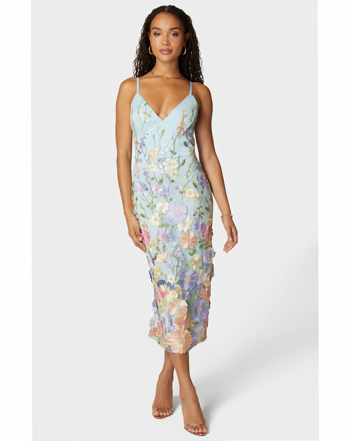 Women's Floral Embroidered Midi Dress