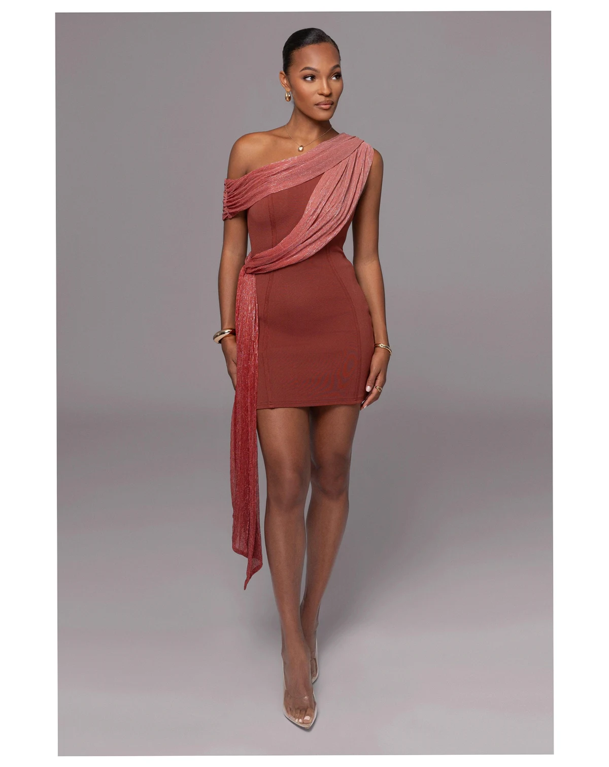 Women's Asymmetric Drape Mini Dress
