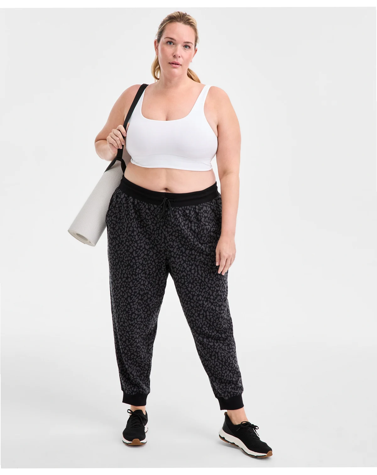 Plus Size Relaxed Animal-Print Fleece Joggers, Macy's Exclusive