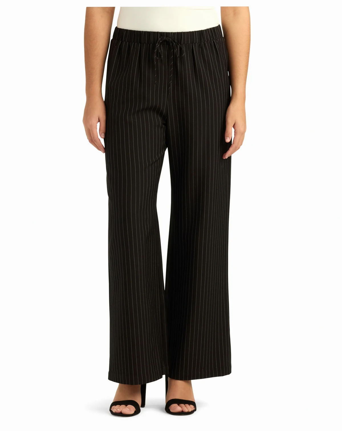 Juniors' Pinstriped Tropical Pull-On Pants