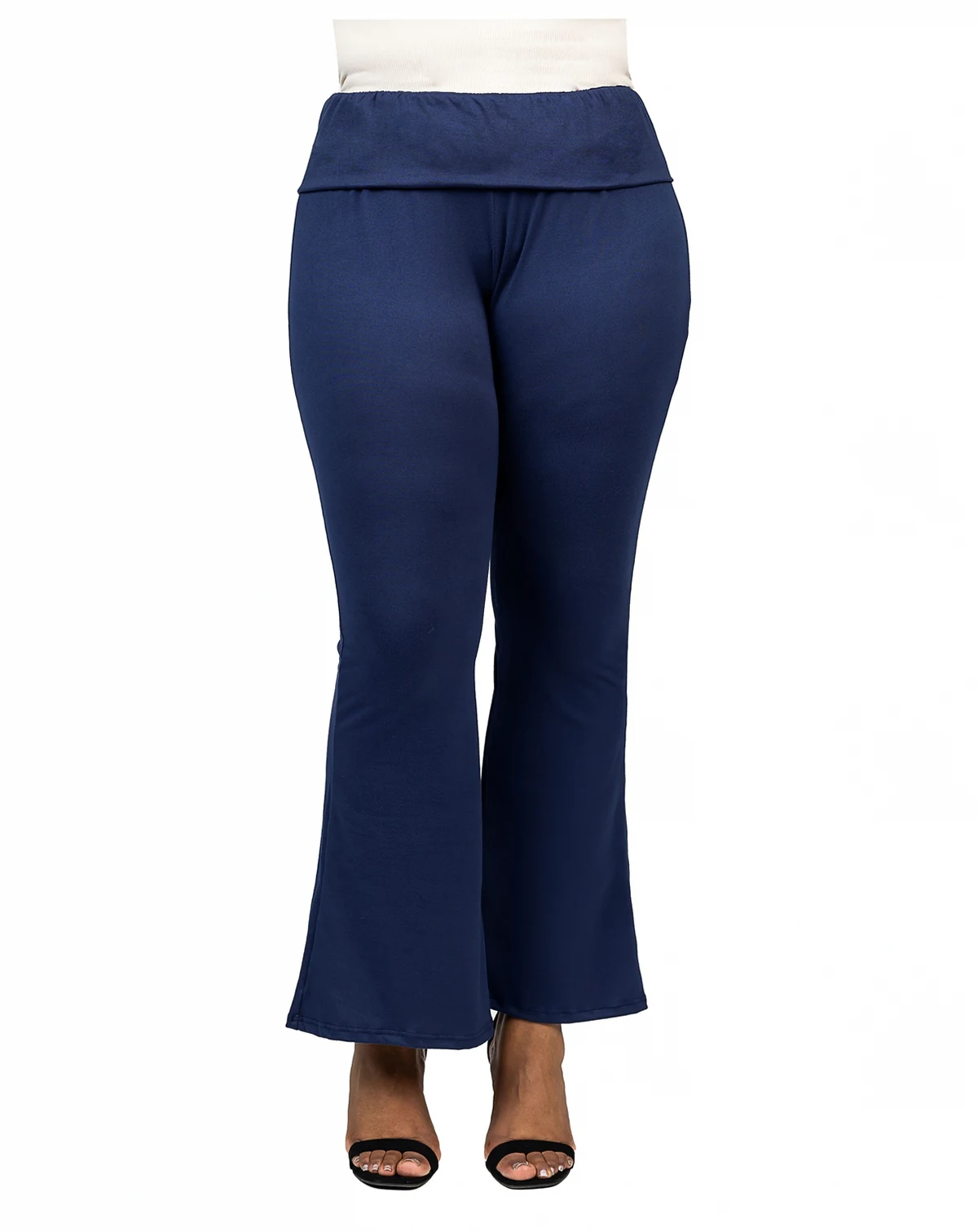 Plus Size Bell Bottom Foldover Waist Pants