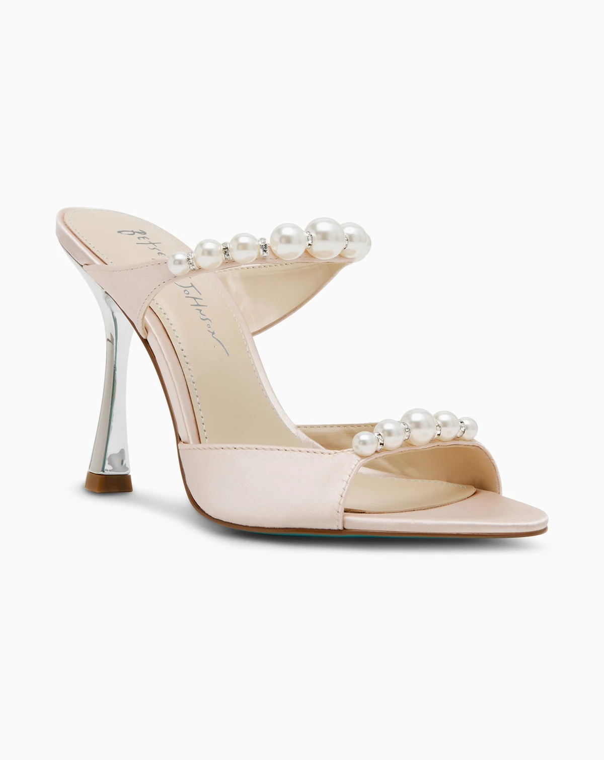 Women's Lacy Embellished Satin Heeled Mules