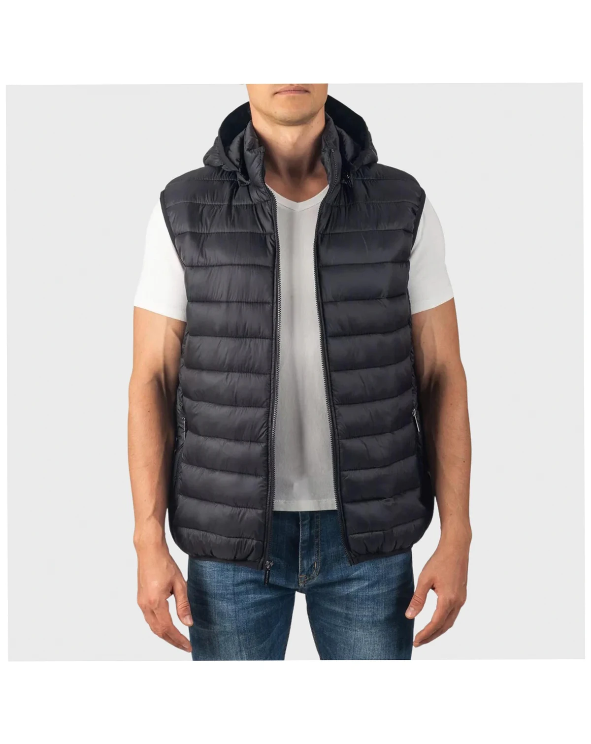 Gage Mens Hooded Puffer Vest Down Alternative Packable Vest Jacket