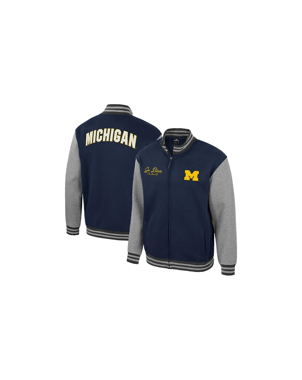 Men's Navy Michigan Wolverines Ambi-Turner Full-Zip Varsity Jacket