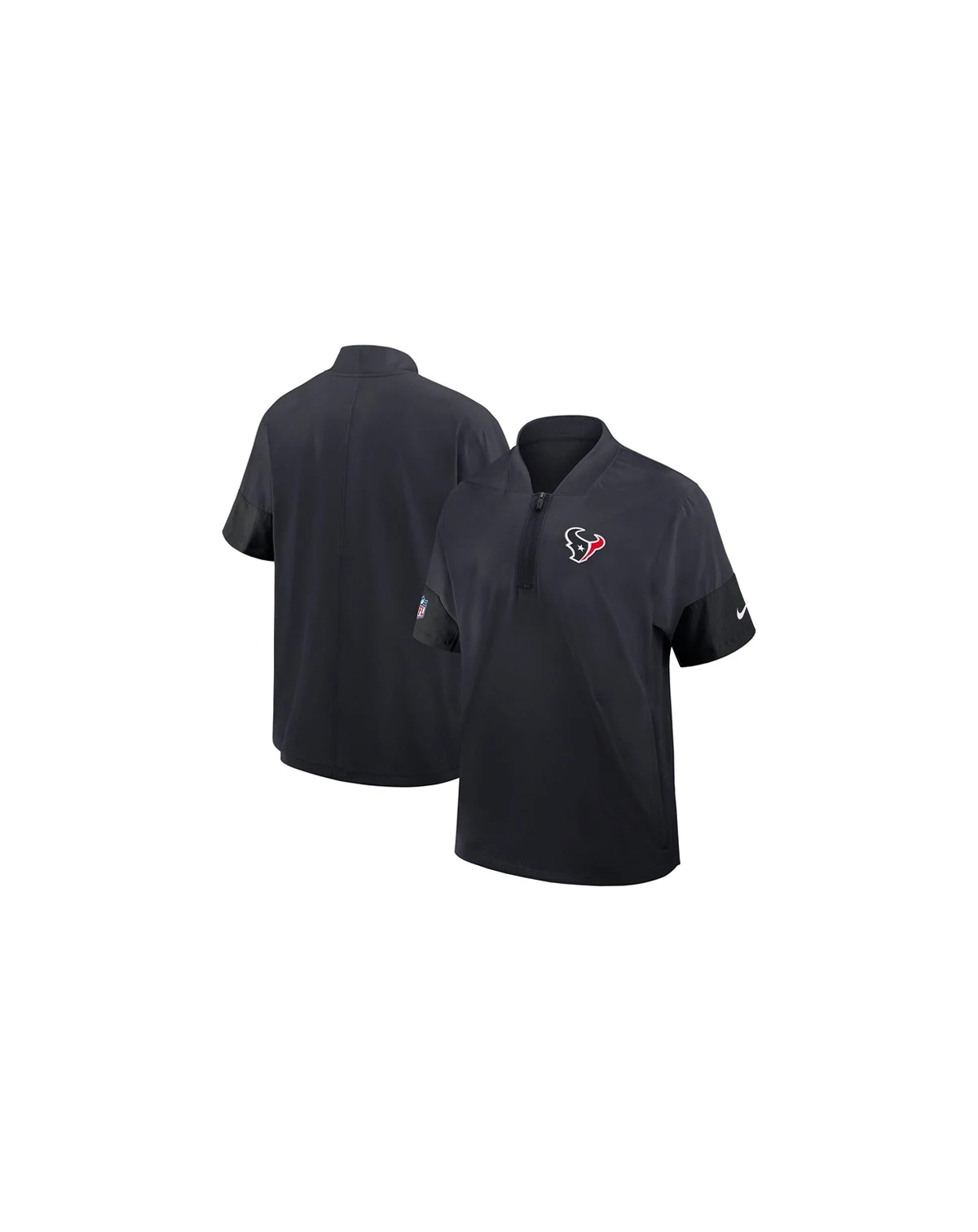 Men's Navy Houston Texans Sideline Short Sleeve Quarter-Zip Performance Coach Jacket