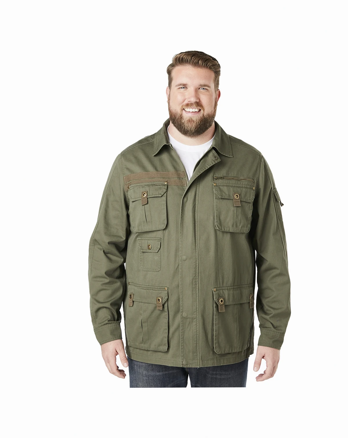 Big & Tall by KingSize 9 Pocket Twill Utility Jacket