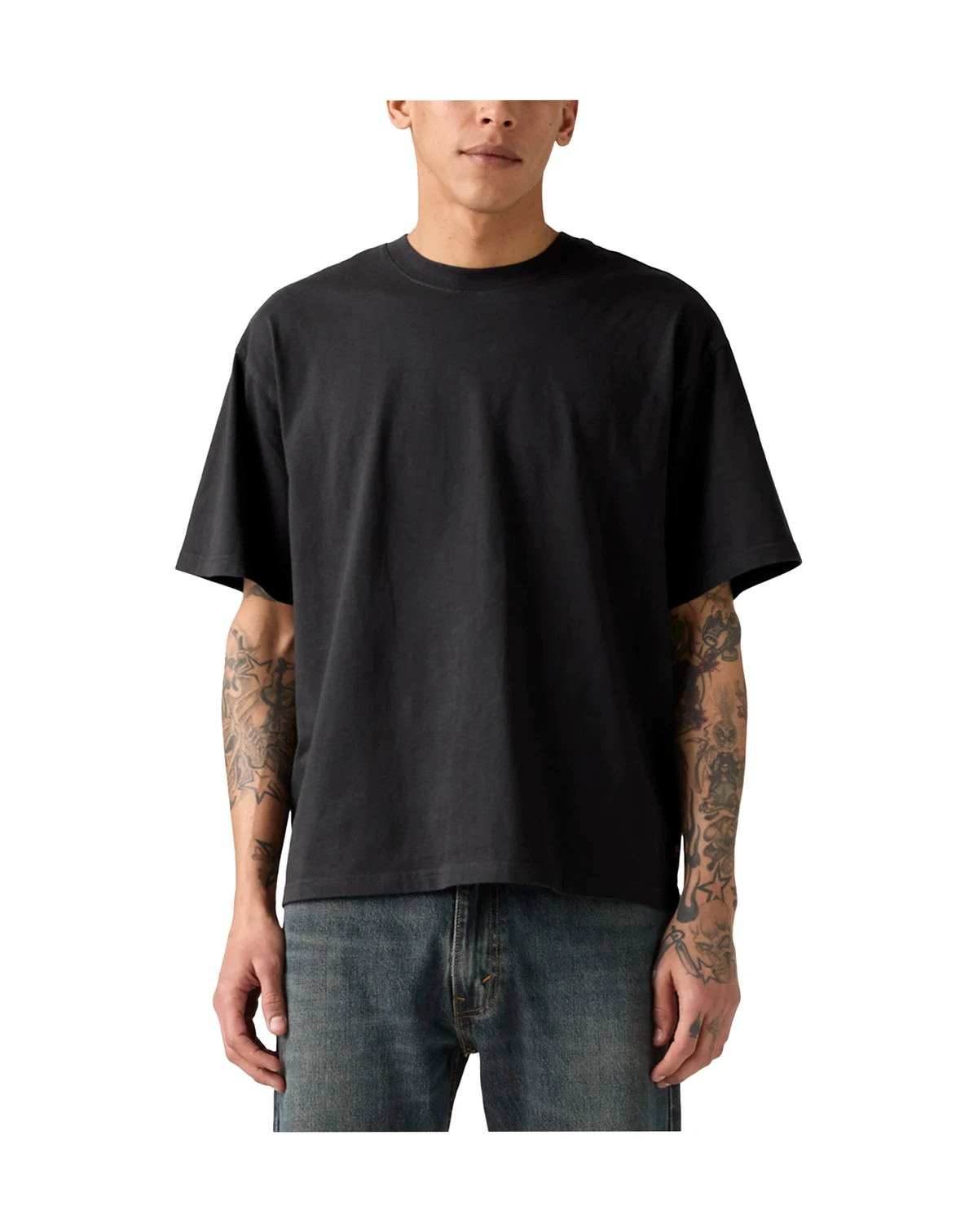 Men's Relaxed Fit Cropped Boxy Short Sleeve Crewneck T-Shirt