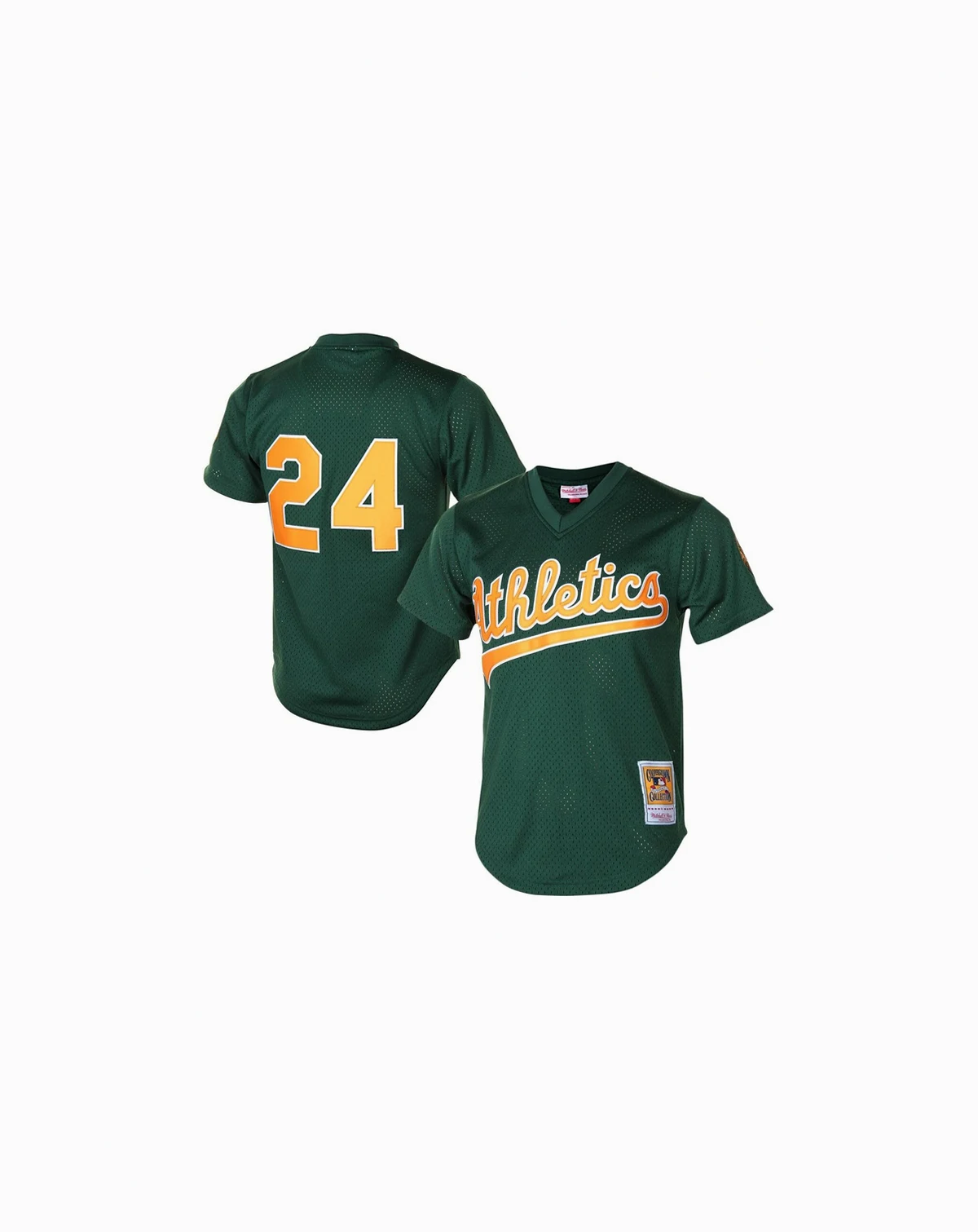 Men's Rickey Henderson Green Oakland Athletics 1998 Cooperstown Mesh Batting Practice Jersey