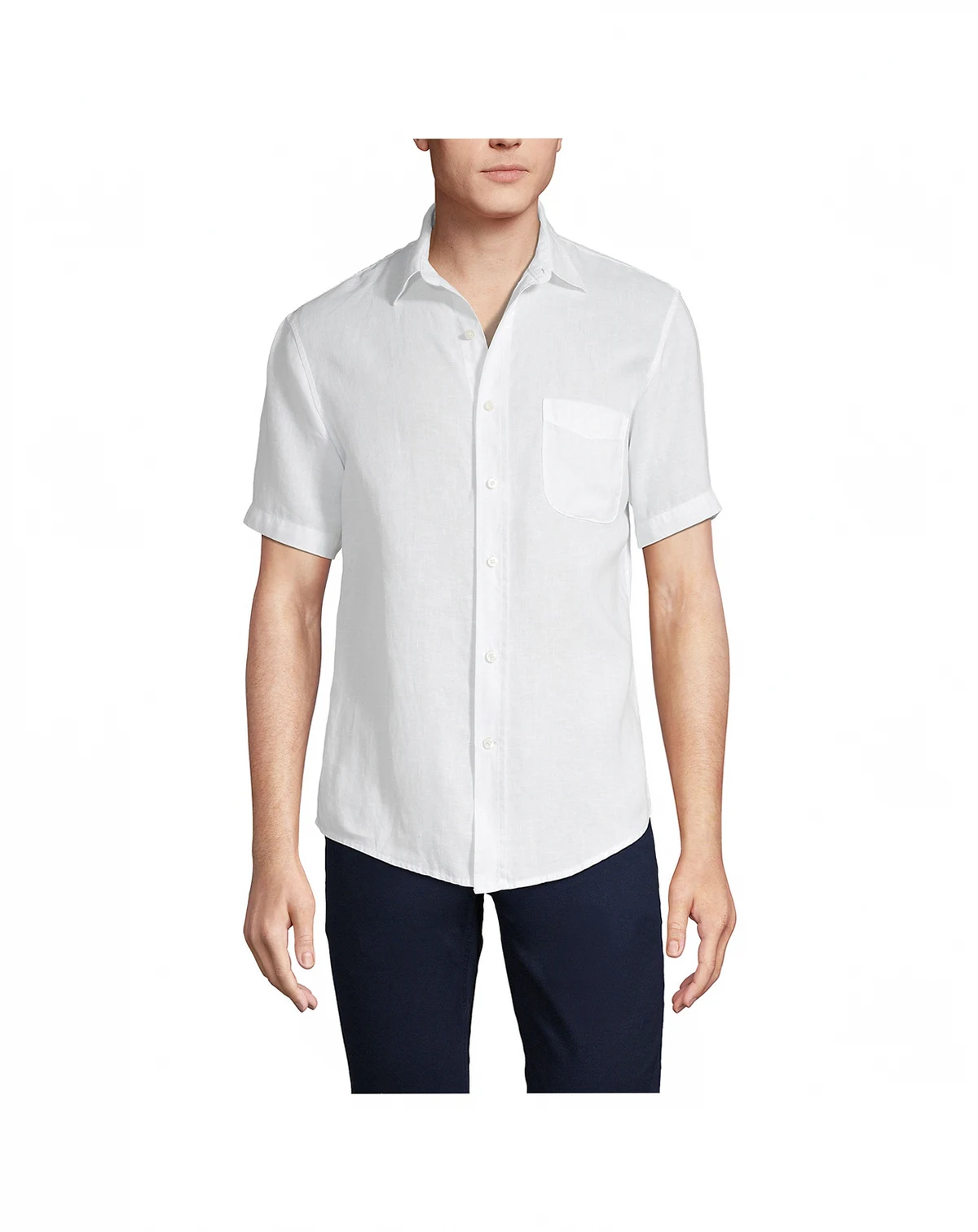 Men's Traditional Fit Short Sleeve Linen Shirt