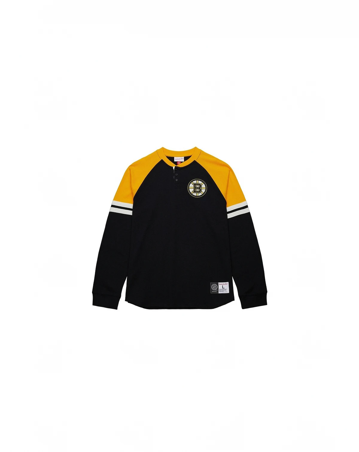 Men's Black Boston Bruins Thermal Henley Long Sleeve T-Shirt