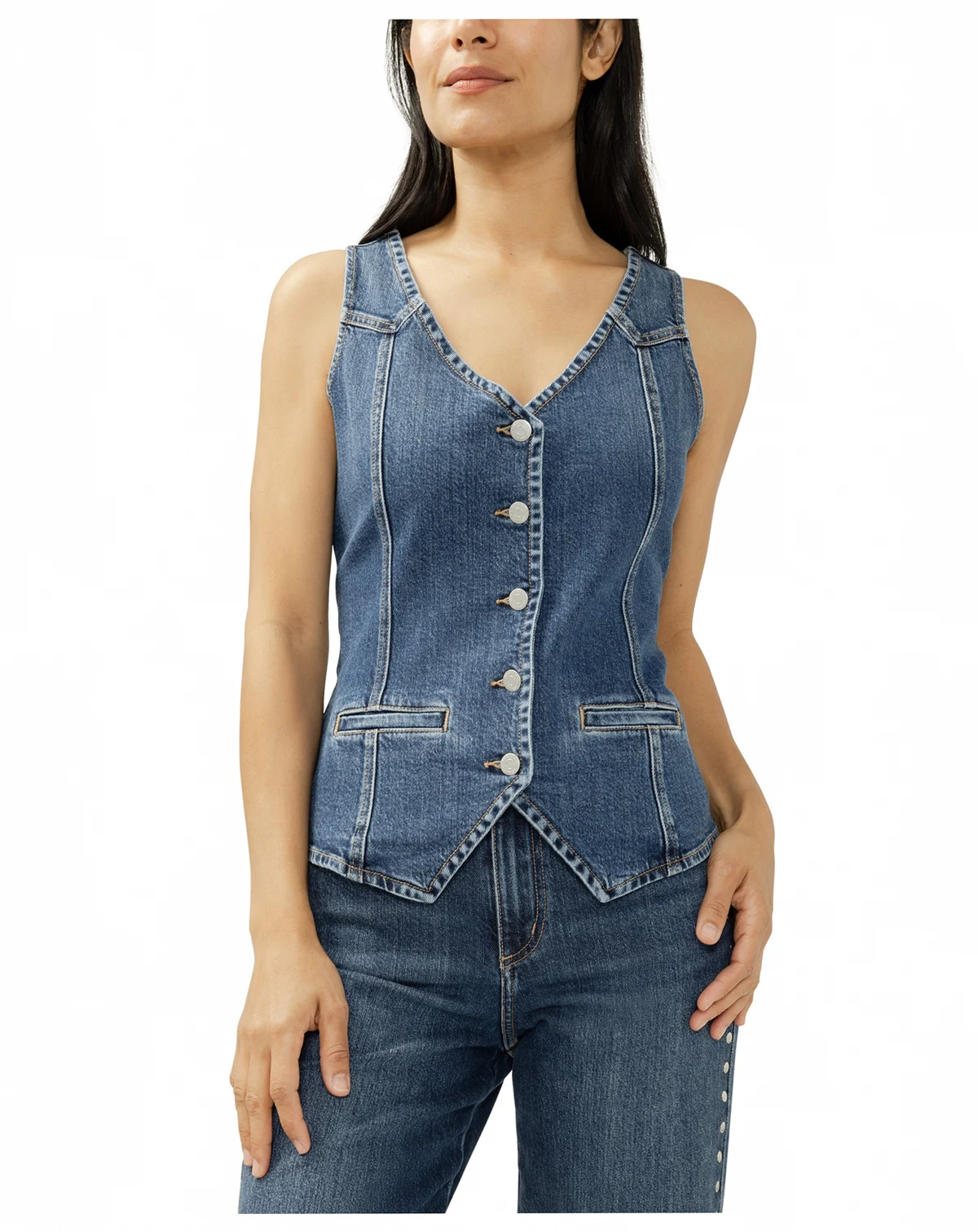 Women's Long Denim Vest
