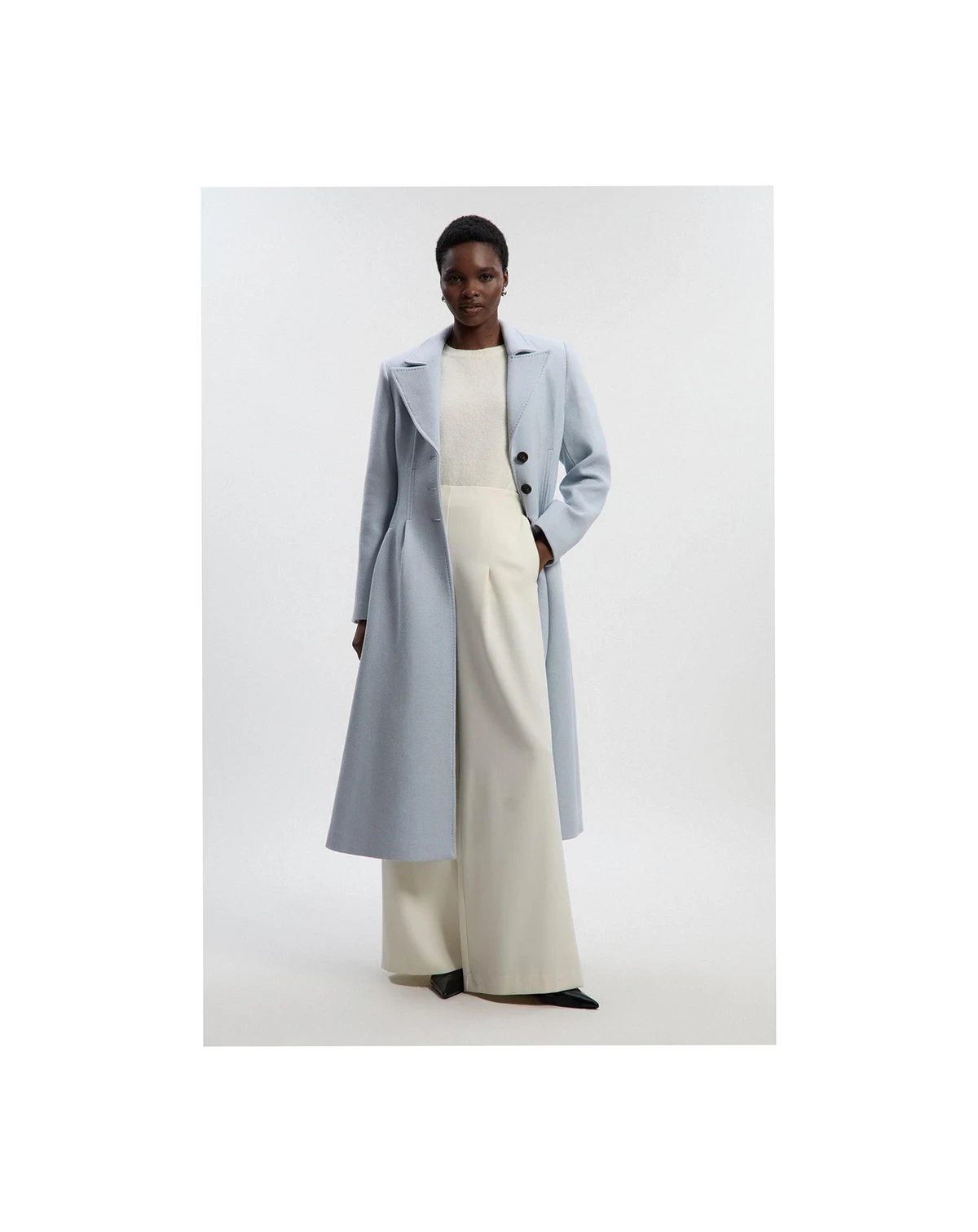 Women's Corset Detail Full Skirted Maxi Coat