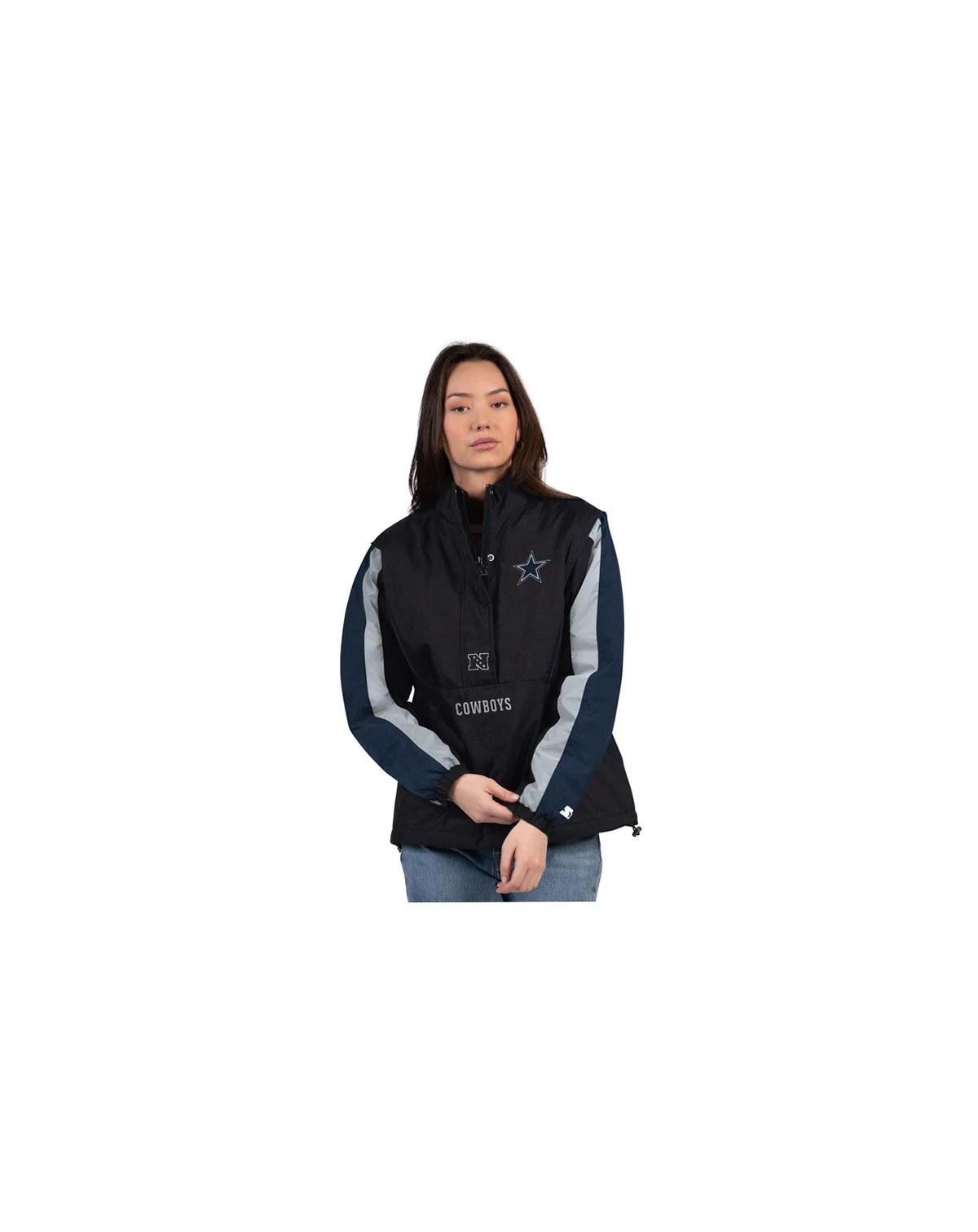 Women's Black/Navy Dallas Cowboys Thursday Night Gridiron Half-Zip Jacket