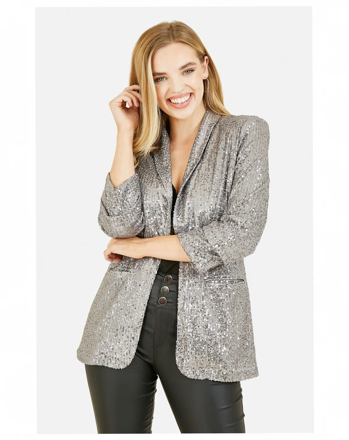 Women's Sequin Blazer With Pockets