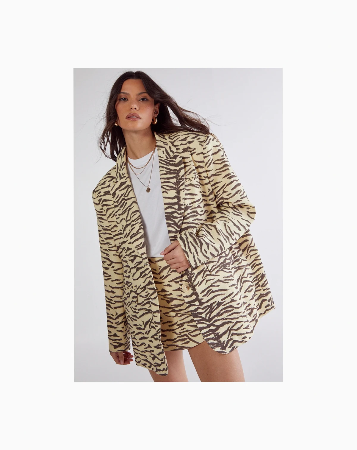 Women's Zebra Print Oversized Tailored Blazer