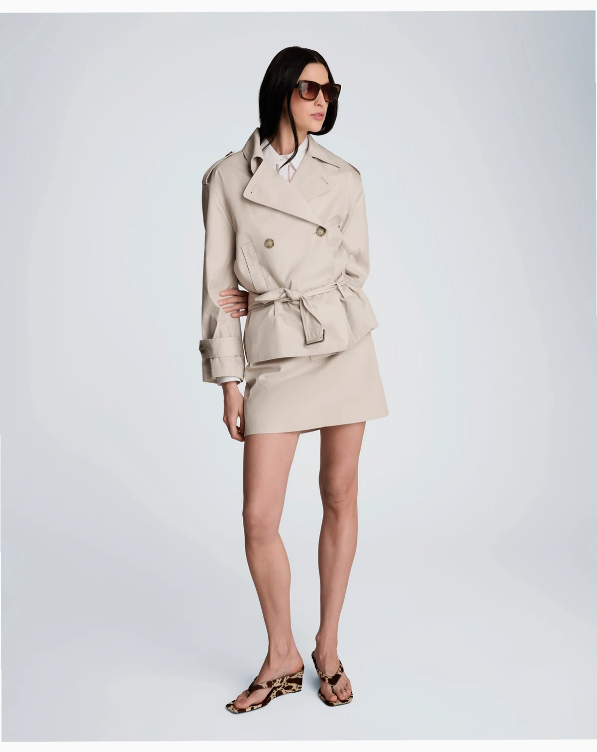 Women's Drop-Waist Belted Trench Jacket