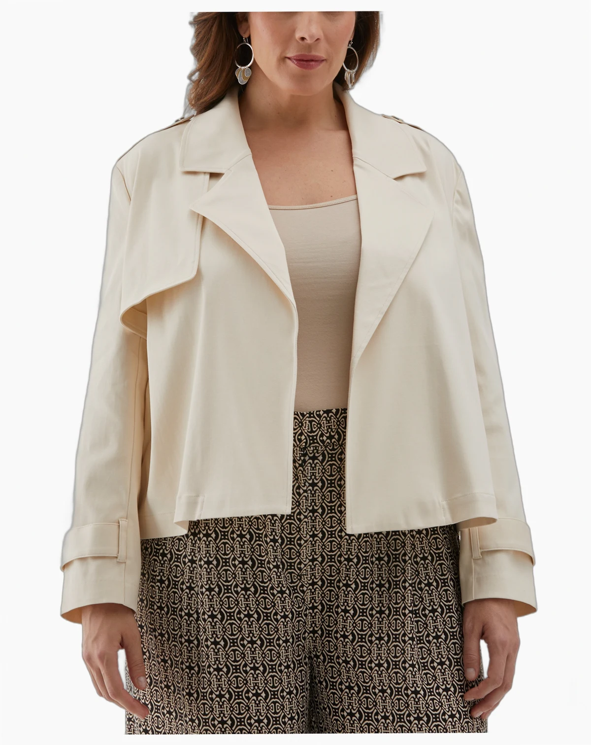 Plus Size Crop Trench Jacket