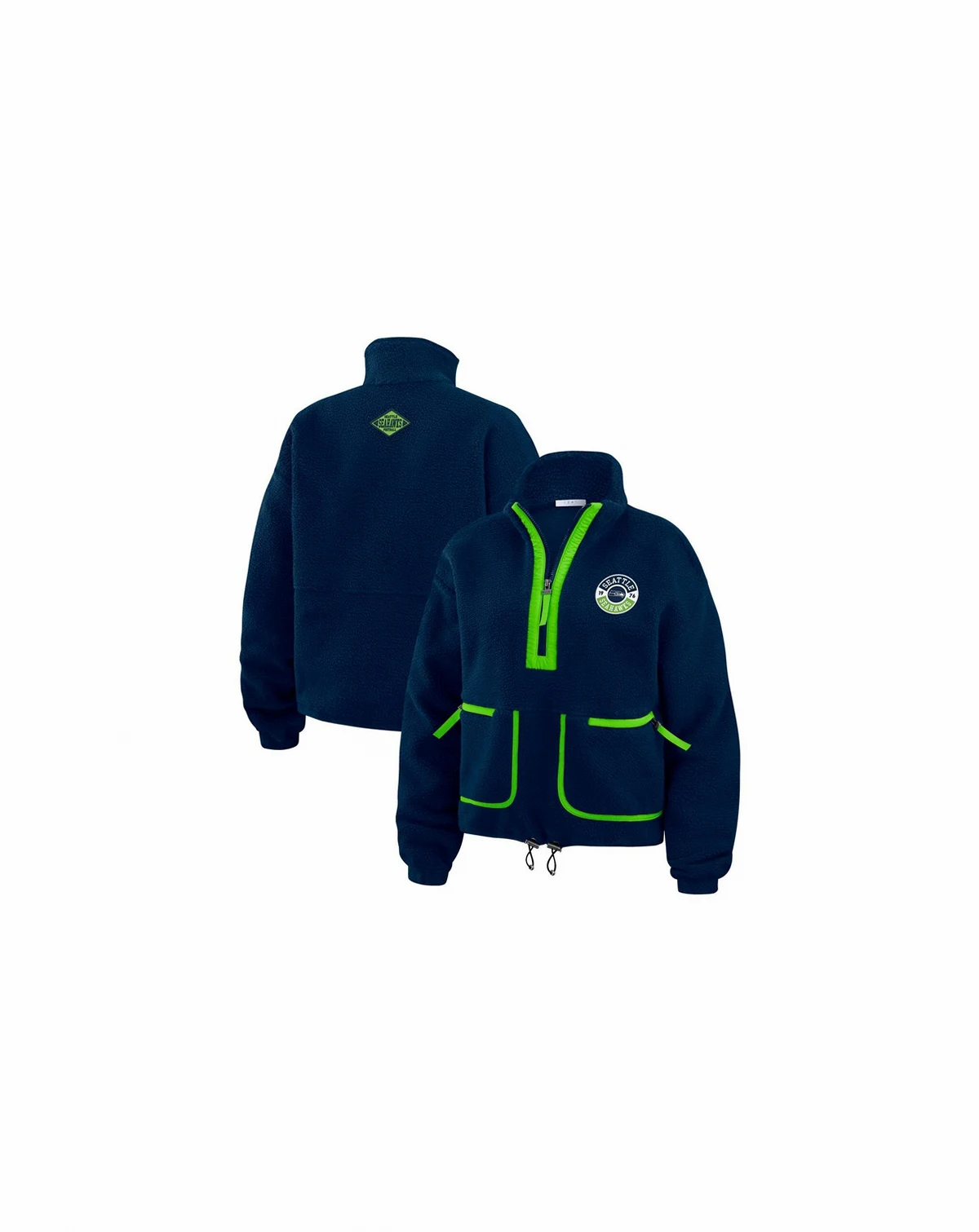 Women's College Navy Seattle Seahawks Polar Fleece Half-Zip Jacket