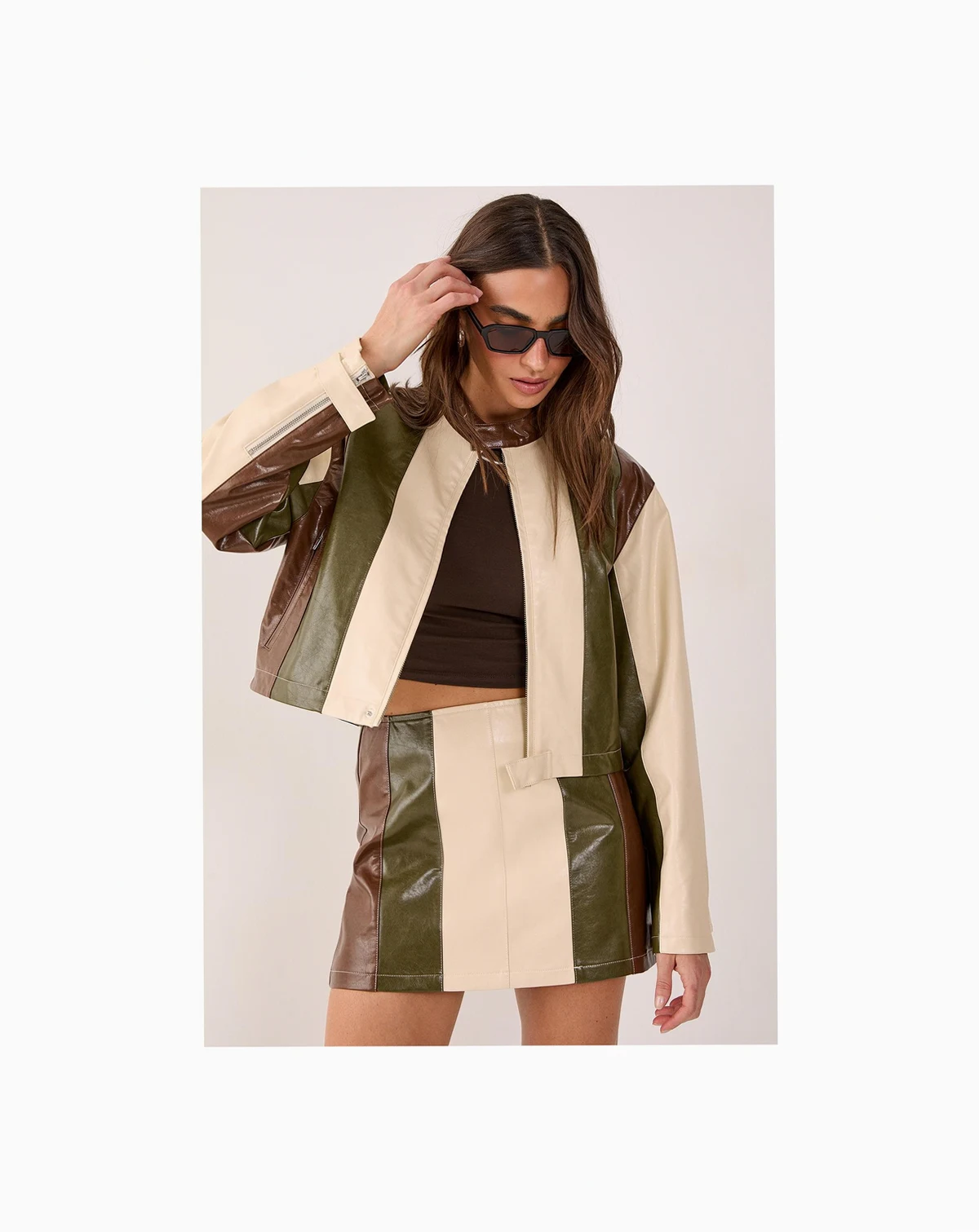 Women's Panelled Faux Leather Biker Jacket