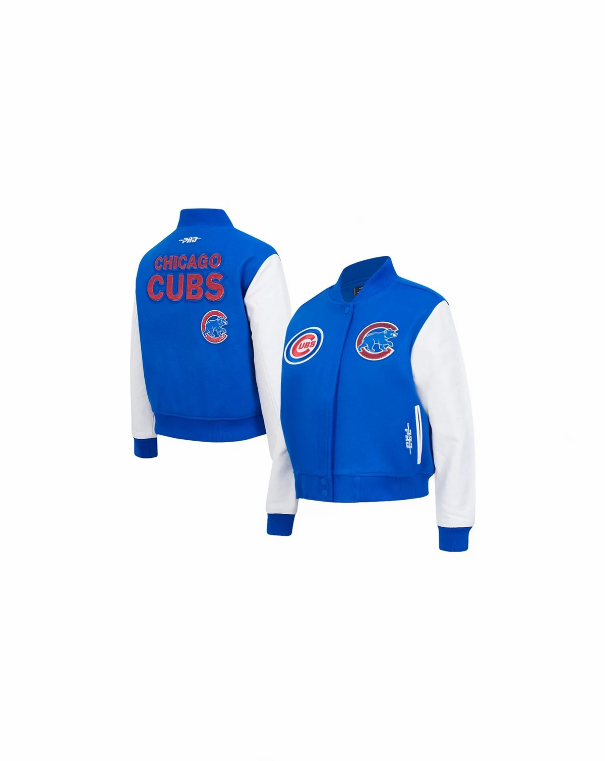 Women's Royal Chicago Cubs Game Day Classics Wool Full-Zip Varsity Jacket