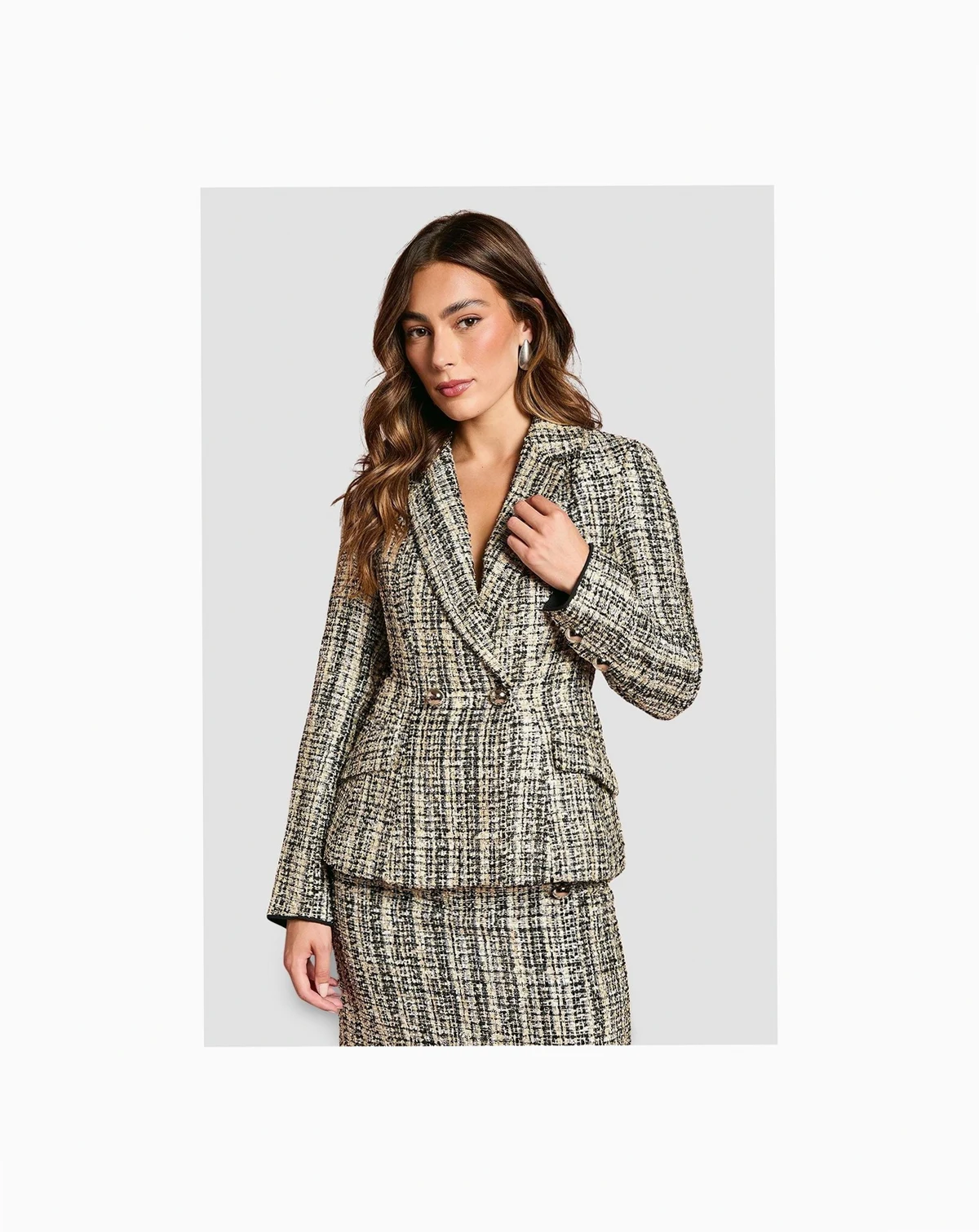 Women's Sequin Tweed Fitted Blazer