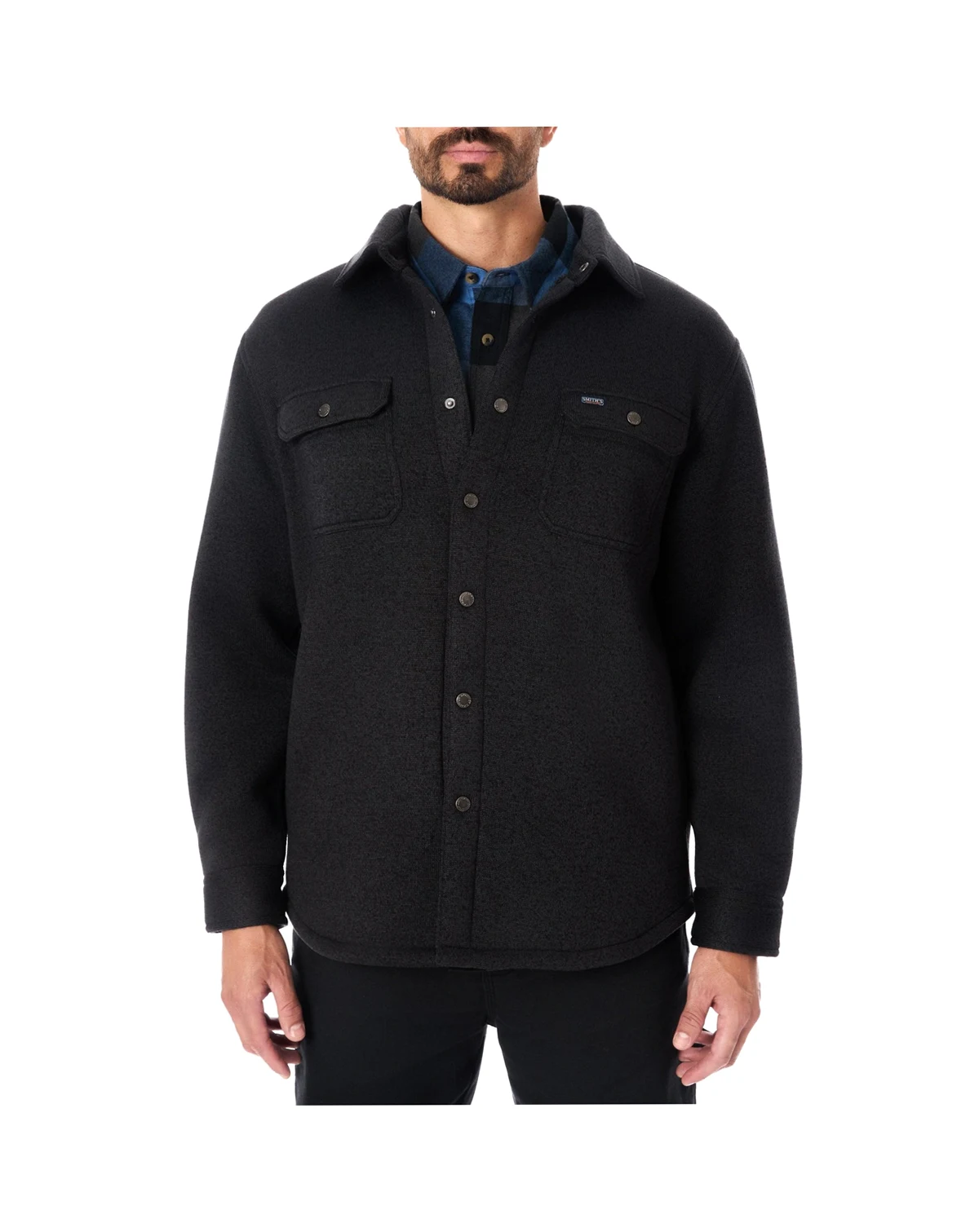 Men's Sherpa-Lined Sweater Fleece Snap Closure Shirt-Jacket