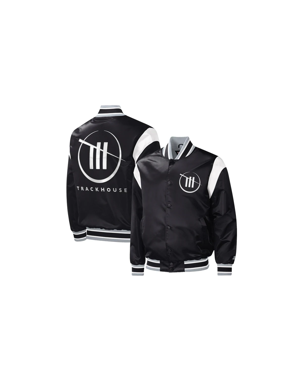 Men's Black TRACKHOUSE RACING Force Play Full-Snap Varsity Jacket