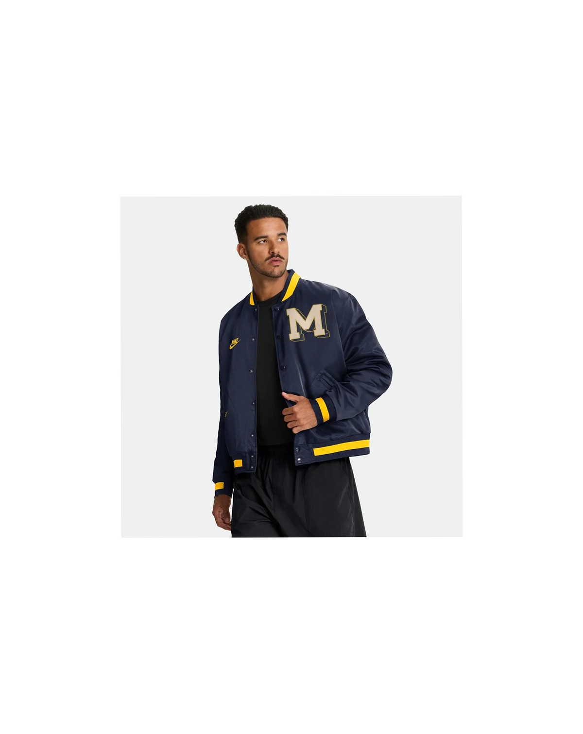 Men's Navy Michigan Wolverines Legacy Full-Snap Bomber Jacket