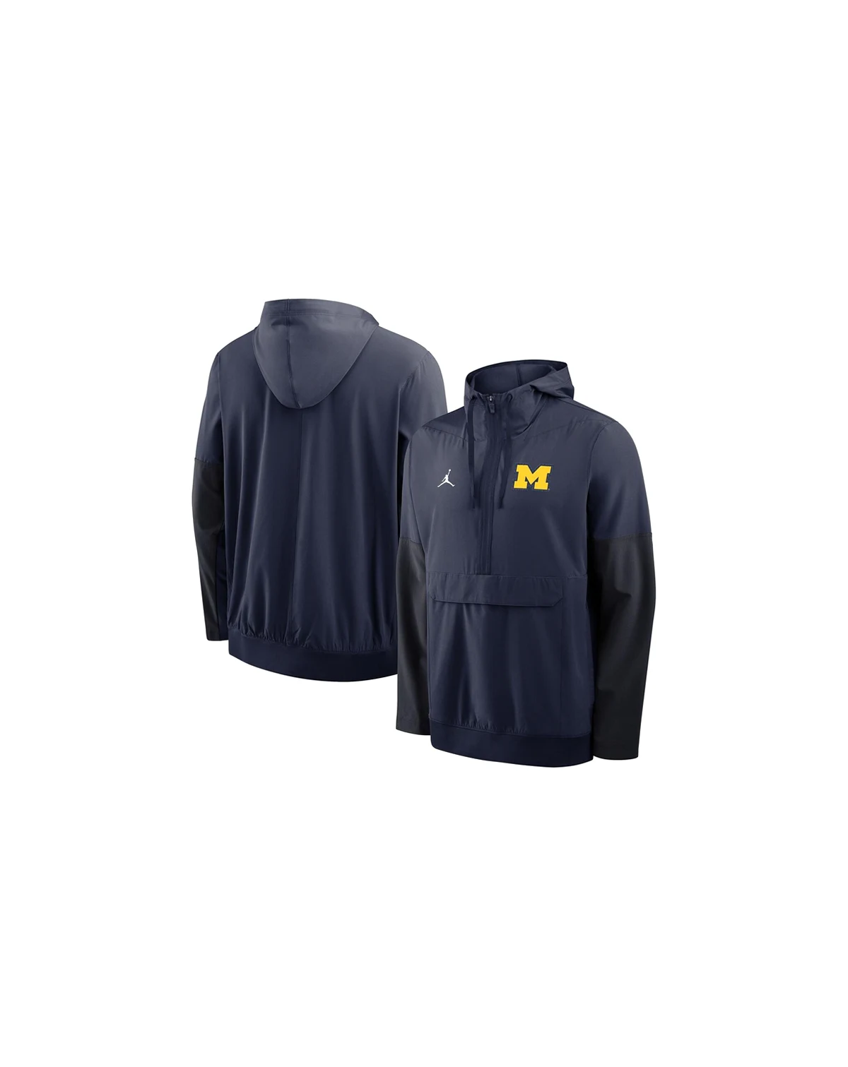 Men's Navy Michigan Wolverines Anorak Half-Zip Hoodie Jacket