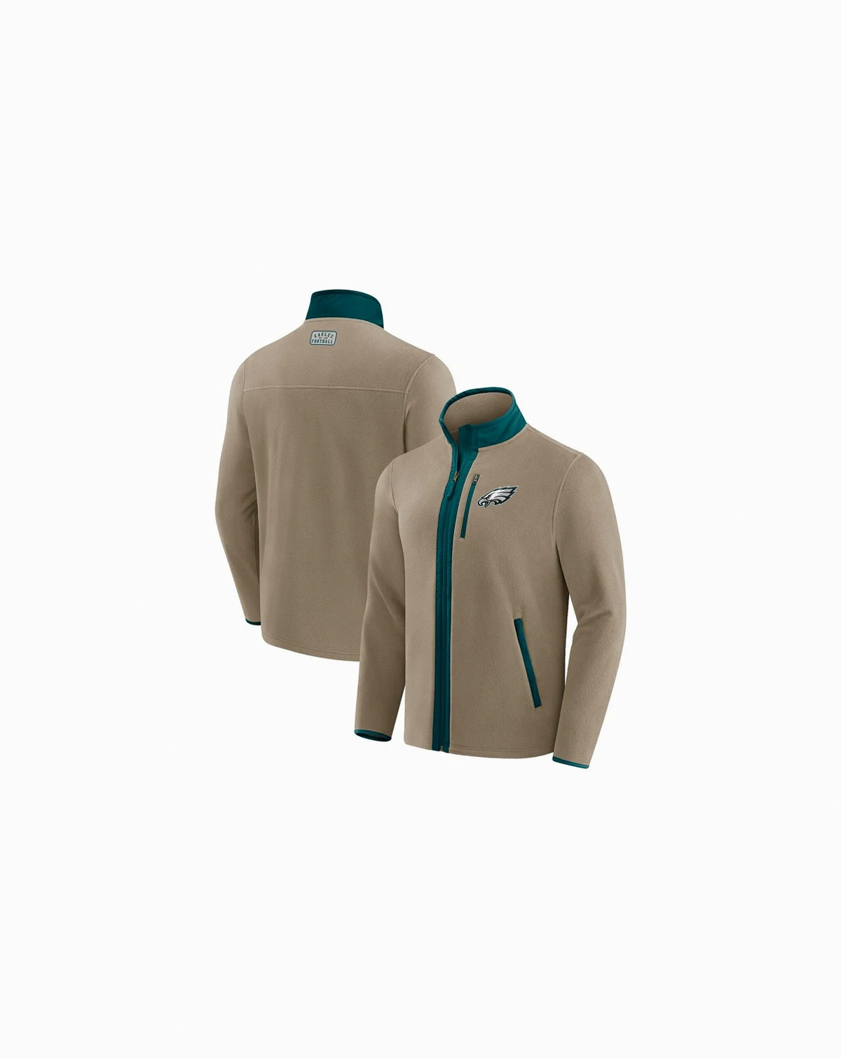 Darius Rucker Collection by Men's Tan Philadelphia Eagles Heavyweight Polar Fleece Full-Zip Jacket