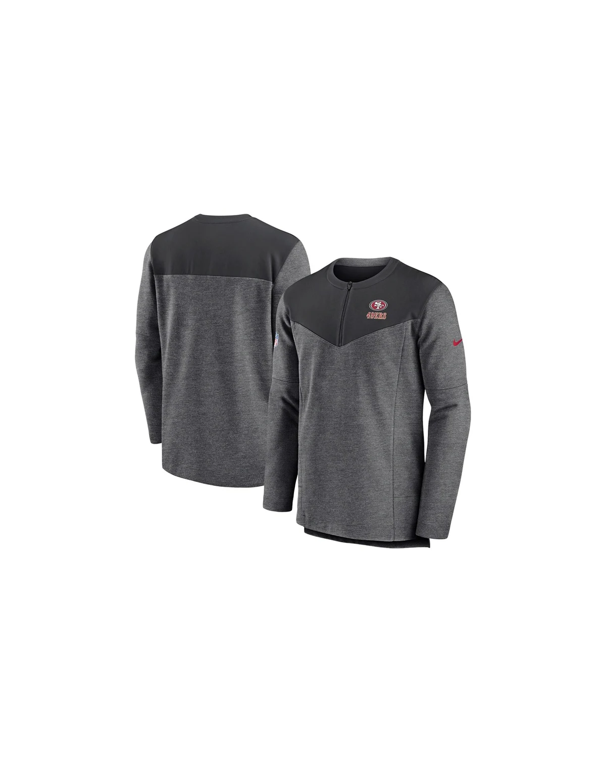 Men's Charcoal San Francisco 49ers Sideline Lockup Performance Quarter-zip Jacket