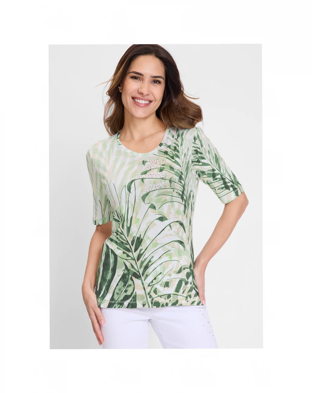 Women's Embellished Palm Print T-Shirt