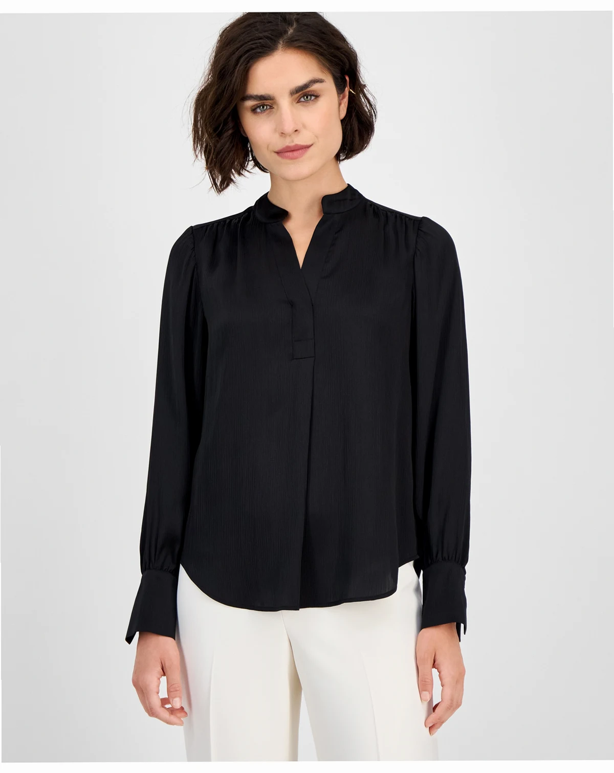 Petite Split-Neck Blouse