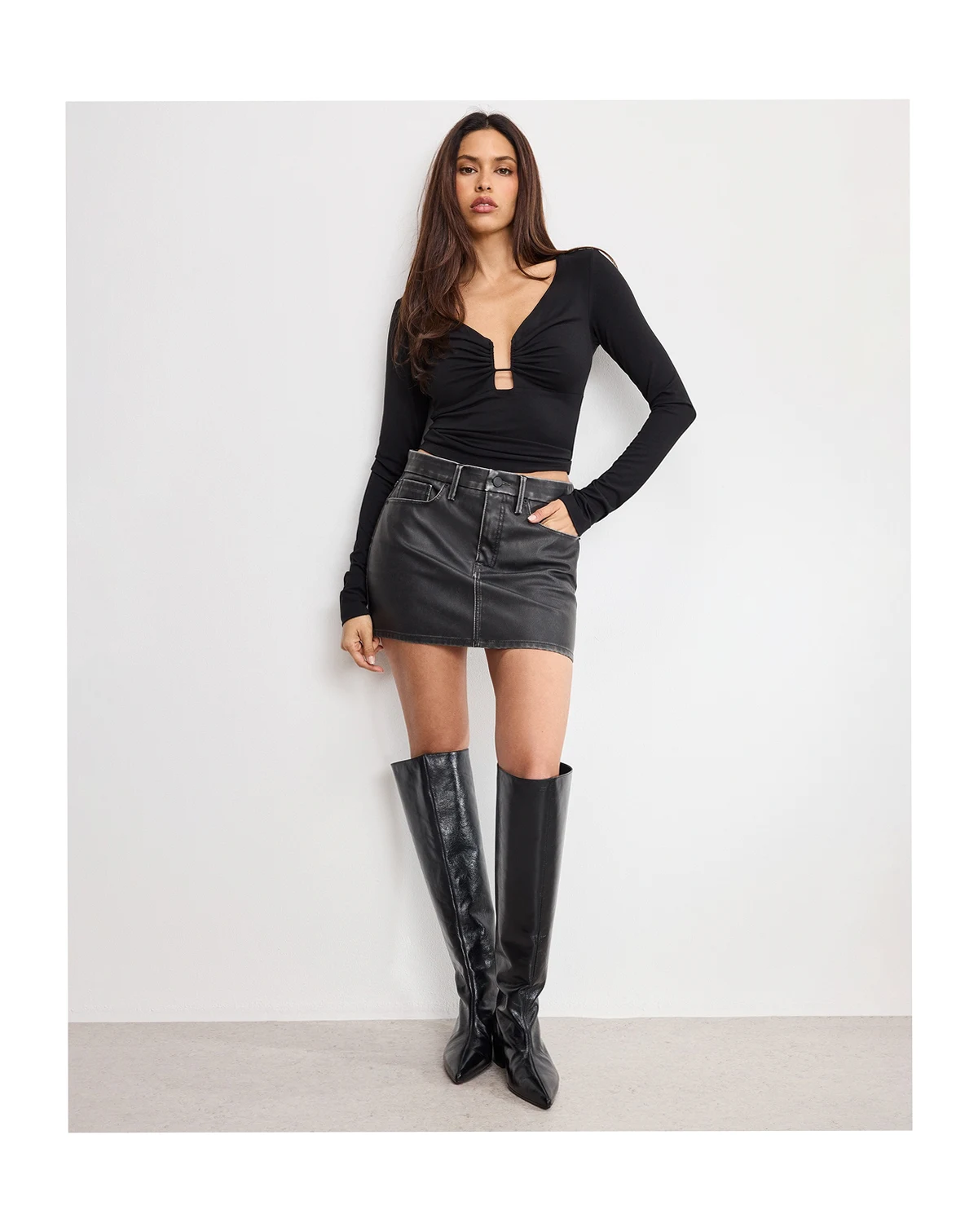 Women's Jersey U Wire Long-Sleeve Top, Regular & Plus Size