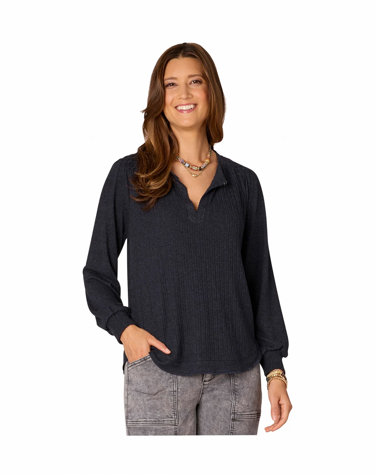 Women's Long Smocked Sleeve Top