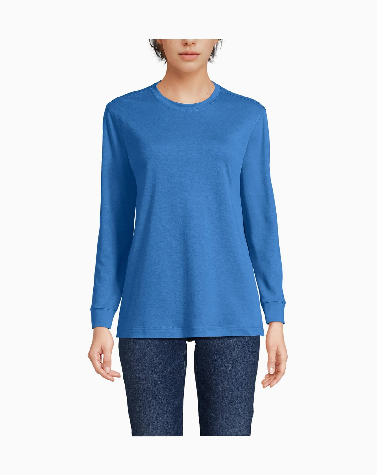 Women's Cotton Relaxed Long Sleeve Crew Neck