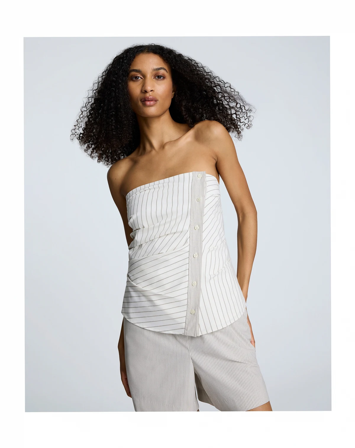 Women's Strapless Fitted Side-Pleat Top