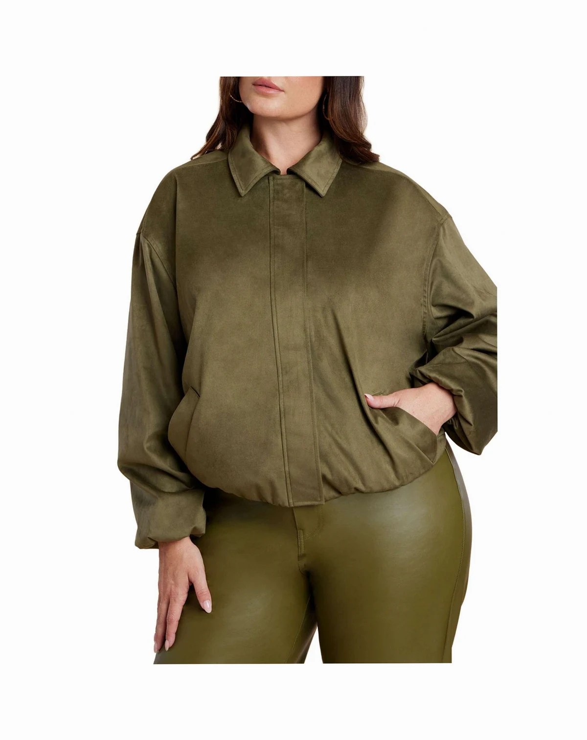 Women's Faux Suede Bomber Jacket