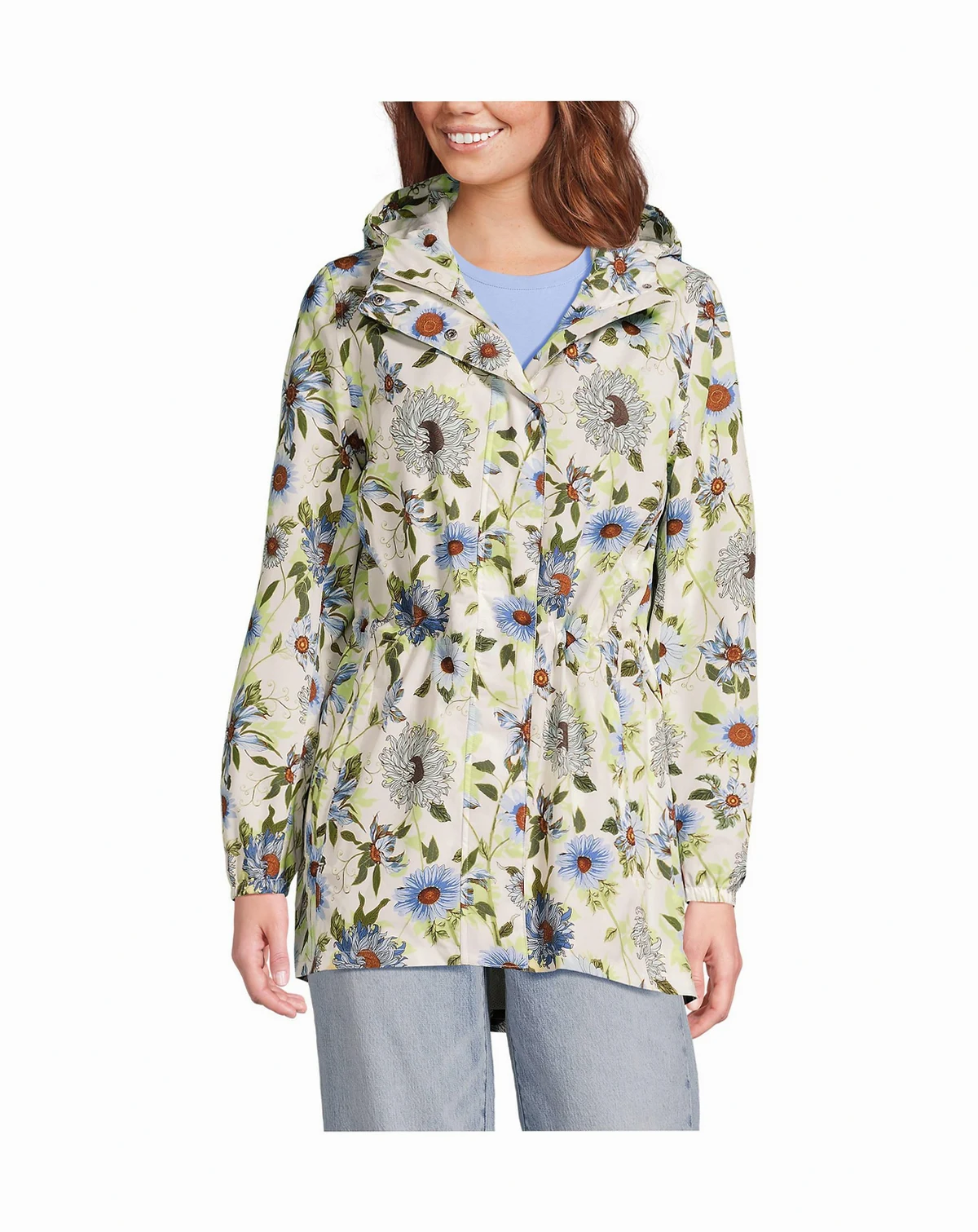 Women's Print Waterproof Hooded Packable Raincoat