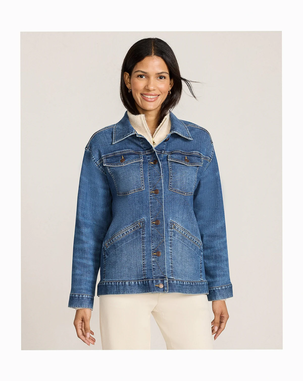 Women's Oversized Denim Trucker Jacket