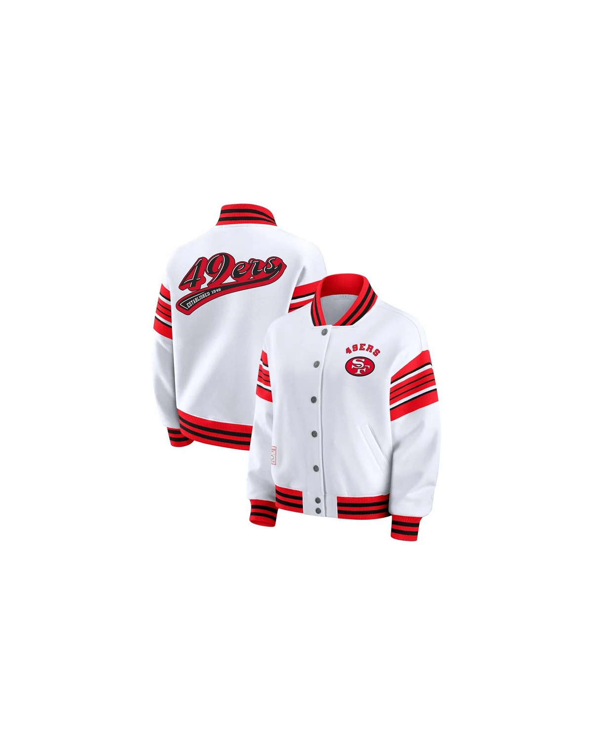Women's White San Francisco 49ers Plus Size Full-Snap Fleece Sweatshirt Jacket