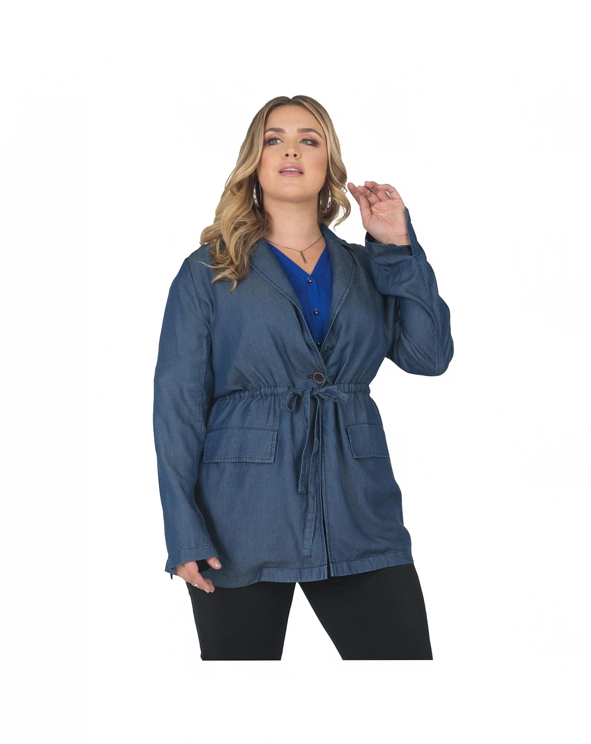 Plus Size Tencel Denim Trenchcoat