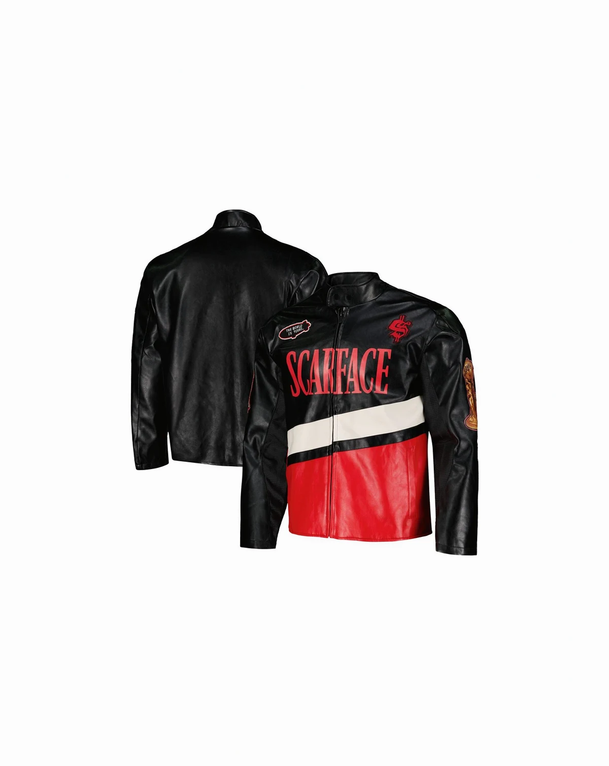 Men's and Women's Black Scarface Moto Full-Zip Jacket