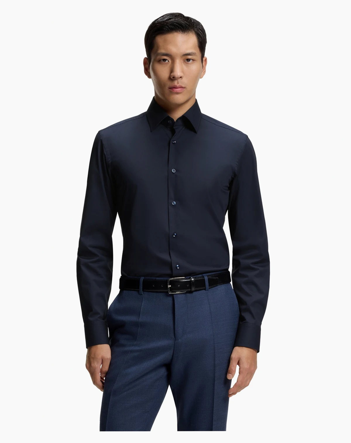 Men's Stretch-Cotton Poplin Slim-Fit Dress Shirt