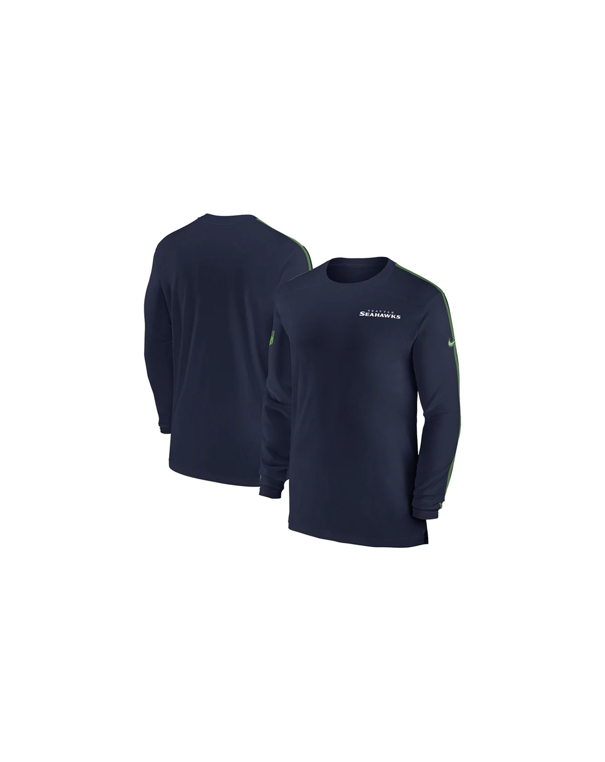 Men's College Navy Seattle Seahawks Sideline Coach UV Performance Long Sleeve T-Shirt